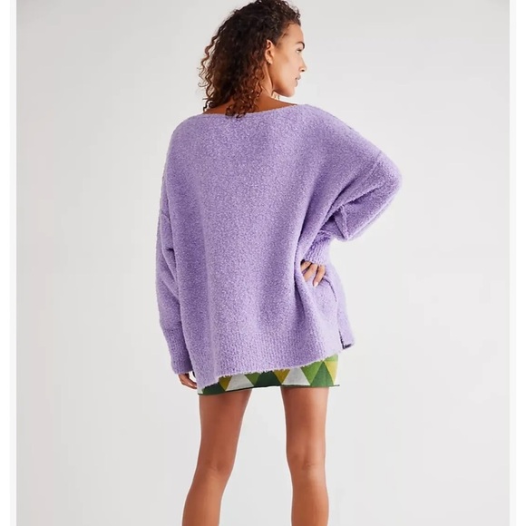 Free People Moira Slouchy Tunic Sweater Lavender Size Large - Picture 2 of 8